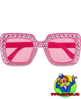 Lunettes party Bling bling rose vif