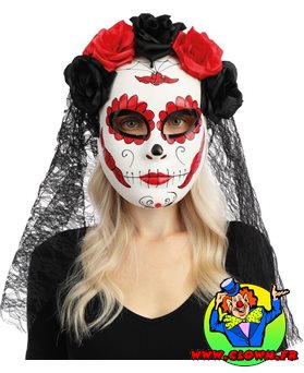 Masque Day of the Dead avec fleurs et voile