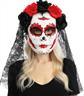 Masque Day of the Dead avec fleurs et voile autre image 0