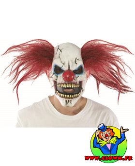 Masque adulte latex clown diabolique avec cheveux