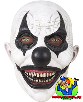 Masque adulte latex intégral clown horreur noir et blanc