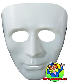 Masque adulte rigide pour visage, couleur blanche - Idéal Halloween
