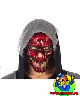 Masque halloween tête de mort pvc rouge
