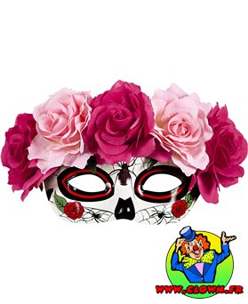 Masque jour des morts decore avecroses roses