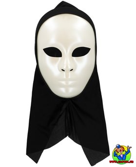 Masque visage Mime blanc avec capuche - Vue 2