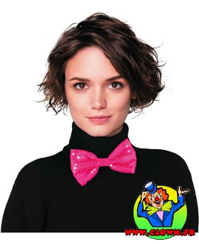 Noeud papillon sequin neon rose