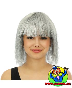 Perruque disco luxe argent