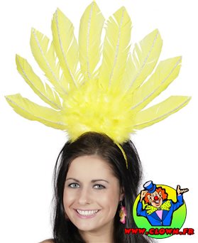 Serre-Tête Samba plumes jaune