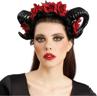 Serre-tete malefique dentelle cornes noires roses rouges autre image 0