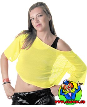 Tee-shirt fishnet 80's jaune fluo