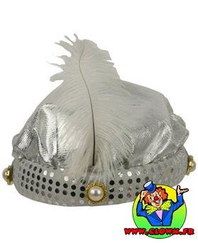 Turban de mahraja avec plume argent