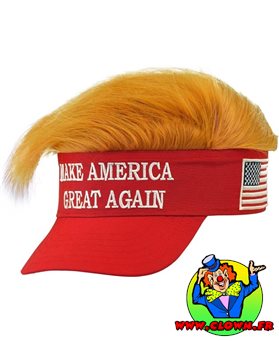Visiere avec cheveux peluche make america great again